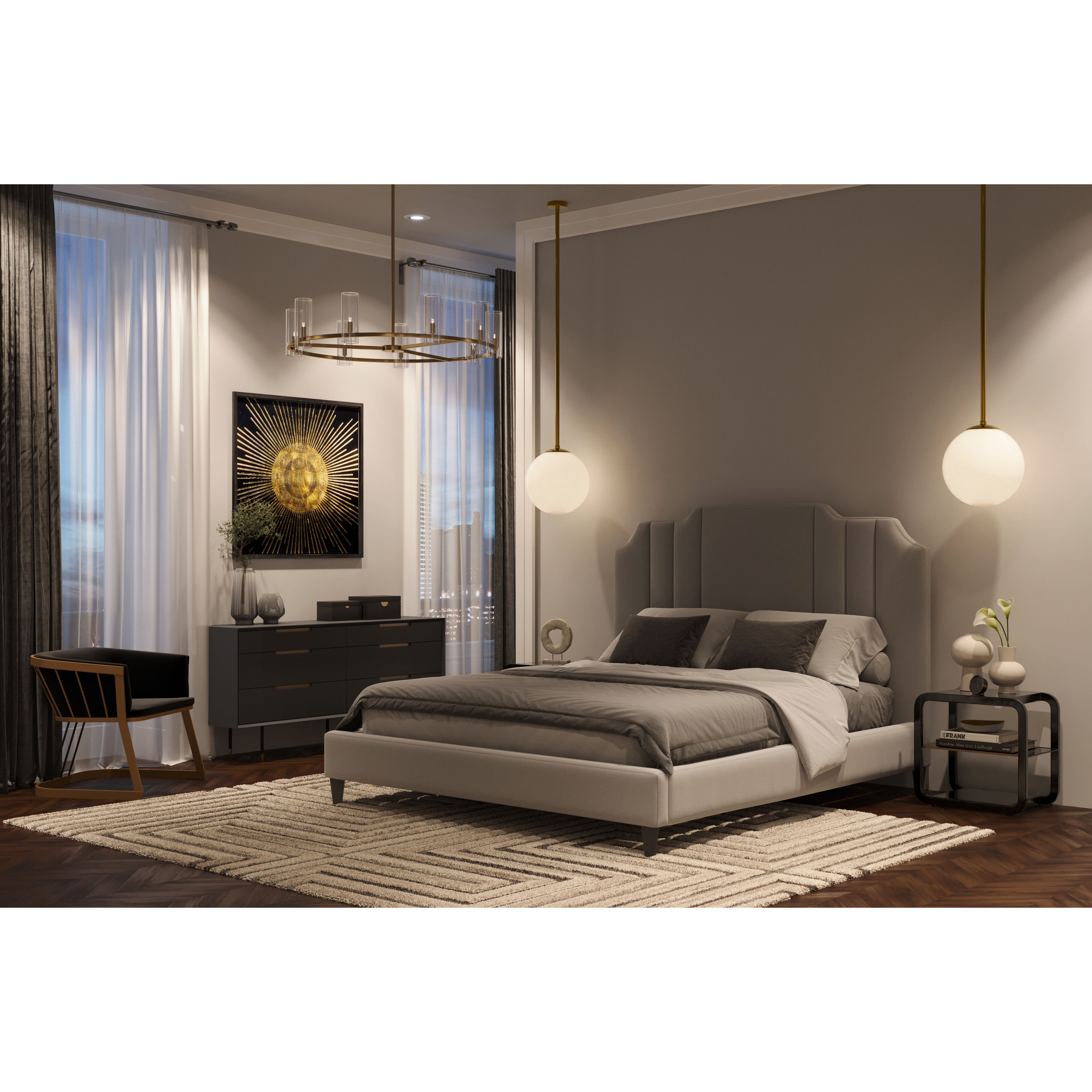 Ambretta 23.5 X 22.25 inch Black / Smoke Grey Side Table